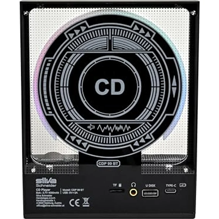 Silva Schneider CDP 99 BT, CD-Player mit Bluetooth 5.3, MP3-Funktion, 4000mAh Akku, LED-Display, tragbar, Schwarz – Bild 4