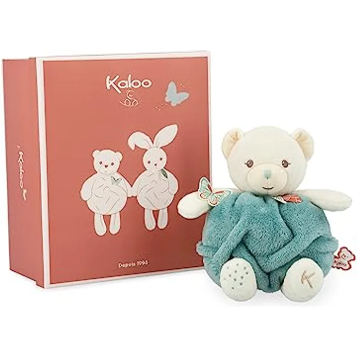 KALOO Feder – Liebesblase Bär grün – Plüschbär – sehr weich 23 cm – kleines Kuscheltier Baby – entwickelt die Haptik – schöne Geschenkbox – ab der Geburt, K214000