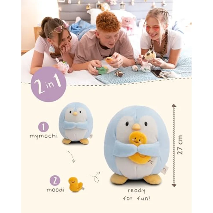 NICI MYMOCHI Pinguin Kuscheltier Waddle 27 cm mit Ente, Eisblau, Flauschiges Stofftier zum Kuscheln, Liebevoll gestaltet – Bild 4