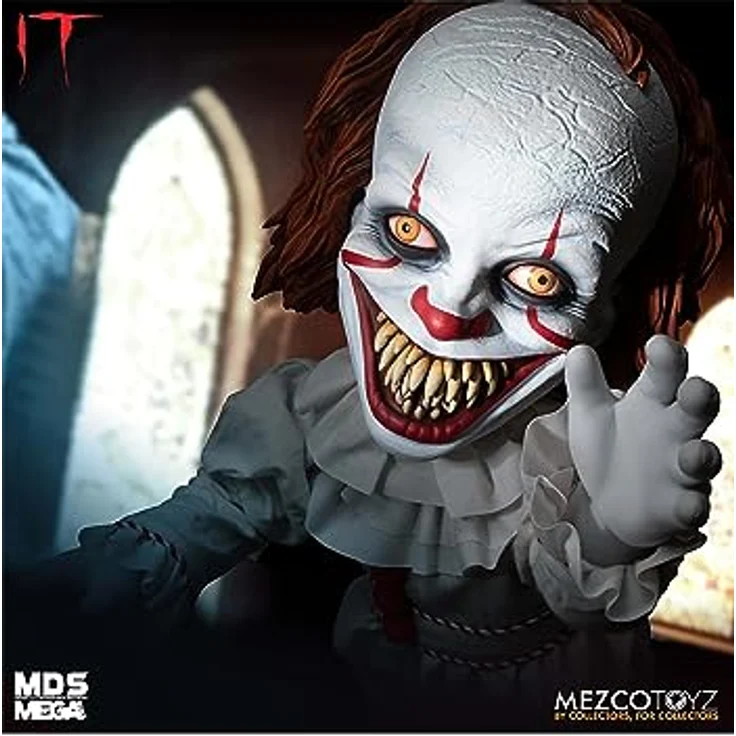 Stephen Kings Es MDS MegaFigur Sinister Pennywise mit Sound weiß/rot, aus Kunststoff. Hersteller: NECA. – Bild 3