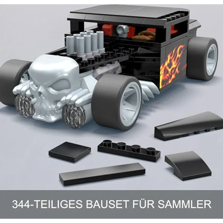 MEGA Hot Wheels Showcase Bone Shaker, Sammlerset im Maßstab 1:24 mit Die-Cast-Auto und 334 Bausteinen, ab 13 Jahren, HRY17 – Bild 5