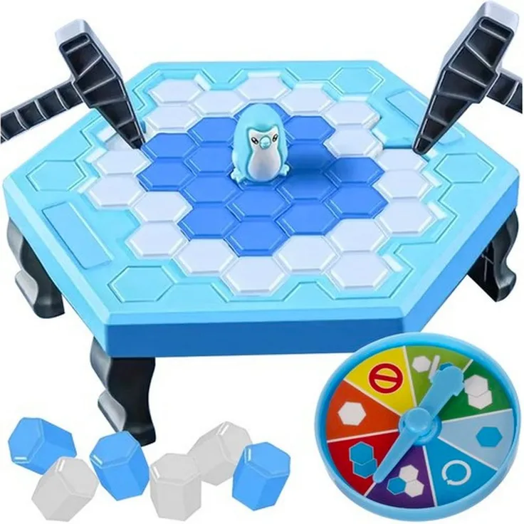 KRUZZEL Arcade-Spiel Pinguine, Lernspiel für 2 Spieler, blau-grau, ab 3 Jahren, fördert Geschicklichkeit und Reaktionsvermögen
