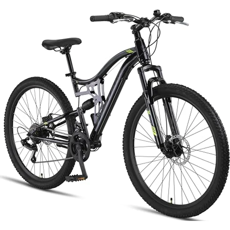 Chillaxx Bike Falcon Premium Mountainbike in 24 und 26 Zoll - Fahrrad für Jungen, Mädchen, Damen und Herren - Scheibenbremse- 21 Gang-Schaltung - Vollfederung (Schwarz-Disc-Bremse, 27,5 Zoll) – Bild 1