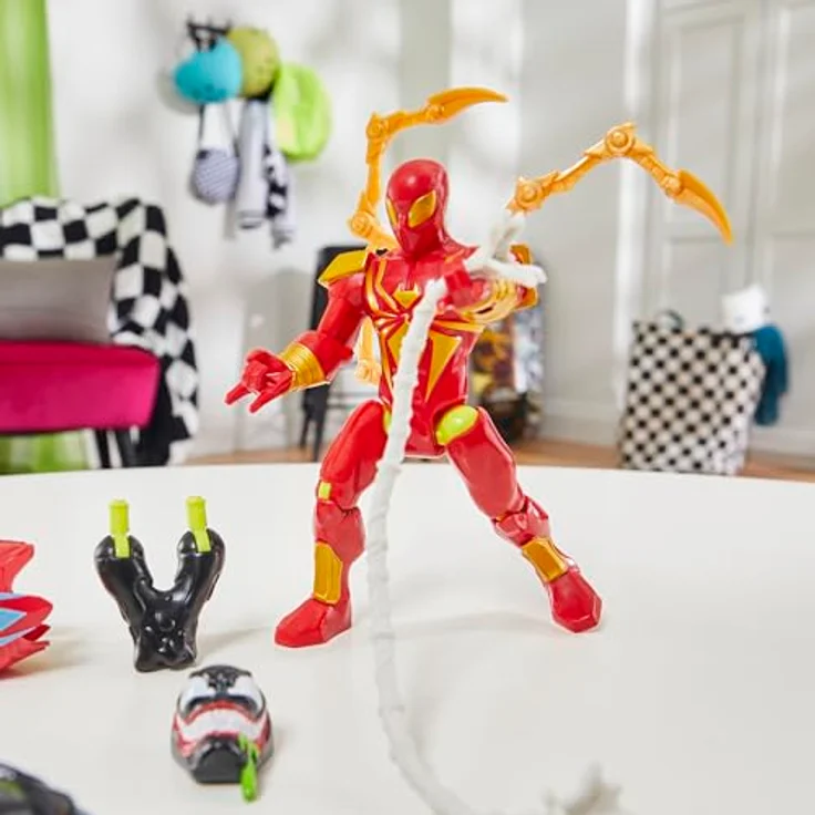 Marvel Spider-MAN MixMashers Iron individualisierbare Deluxe Action-Figur mit Venom-Teilen und Accessoires, Rot – Bild 5