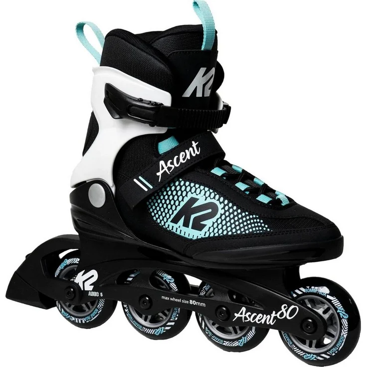 K2 Inlineskates K2 ASCENT 80 W Inline Skate black/white/turquise, Softboot-Design mit Stability Plus Cuff und F.B.I. Schiene – Bild 1