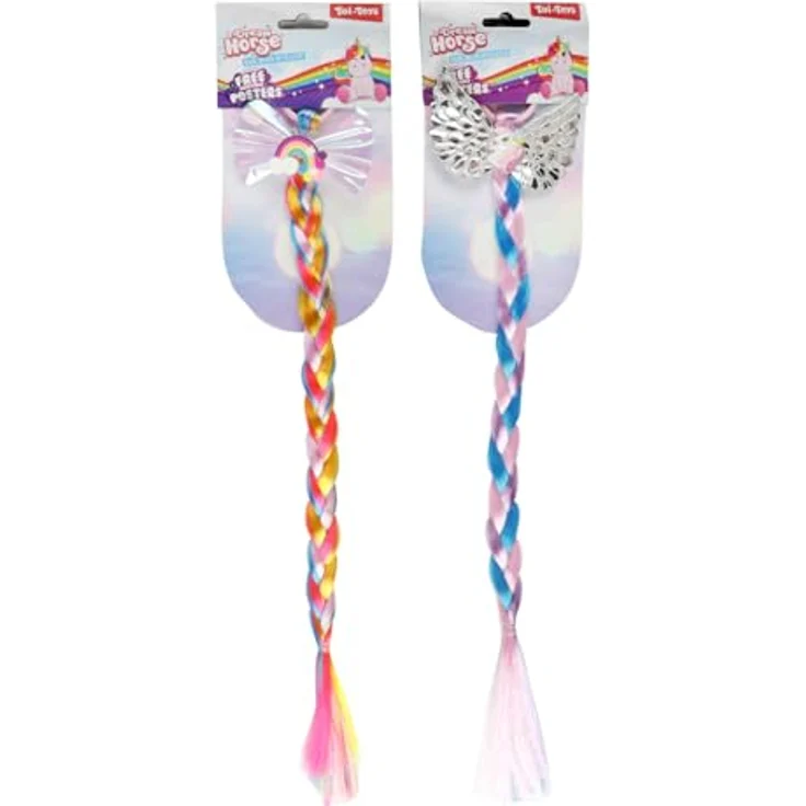 Toi Toys Dream Horse Einhorn Haarzopf auf Gummizug, 47 cm lang mit buntem Kunsthaar und Schleifen-Ornament, geeignet ab 3 Jahren – Bild 2