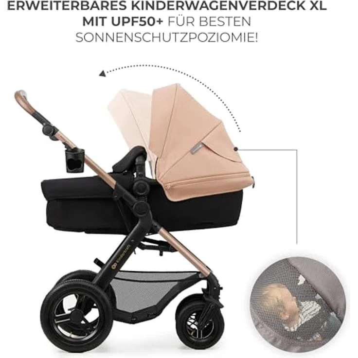 KinderKraft 4in1 Moov 2 Air, multifunktionaler Kinderwagen mit umwandelbarem Sitz, inkl. RWF Mink Pro i-Size Kindersitz und Zubehör – Bild 13