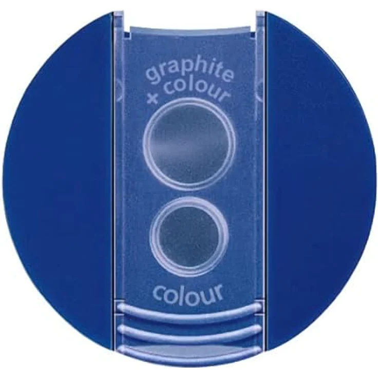 STAEDTLER Anspitzer 512 F, Doppelspitzdose rund für Stifte bis 10,2 mm Ø, blau, transparent, austauschbare Messer und Spitzer – Bild 3