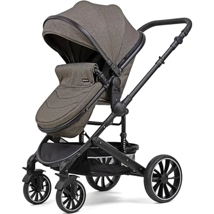 Pixini Kinderwagen Kalani 3in1 Kombikinderwagen, inkl. Babywanne & Buggy & Auto-Babyschale & Cupholder, dunkelbraun – Bild 3