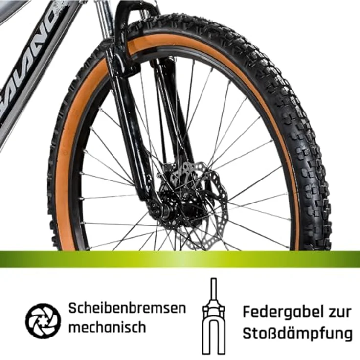 Galano G600 Mountainbike, 18 Gang Kettenschaltung, 26 Zoll Dirtbike für Jugendliche und Erwachsene, schwarz/silbergrau – Bild 7