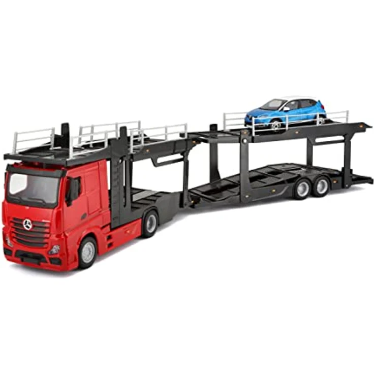 Bburago 1: 43 Maßstab B18–31456 of a Mercedes-Benz Actros multicarrier mit einem zusätzlichen Auto auf der Rückseite – Bild 4