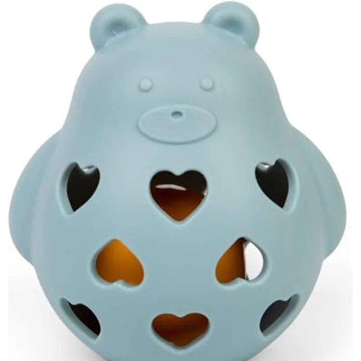 Bigjigs Honey Bear Rattle, Babyspielzeug aus lebensmittelechtem Silikon, pastelblau, 12 cm – Bild 4