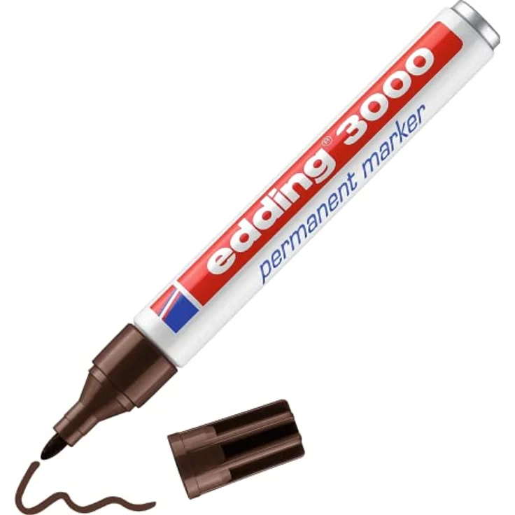 edding Permanentmarker 3000, nachfüllbar, 1,5 - 3 mm, dunkelbraun, für nahezu alle Materialien geeignet – Bild 1