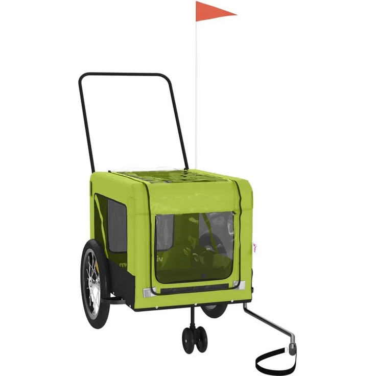 vidaXL Fahrradhundeanhänger Hunde Grün und Schwarz Oxford-Gewebe & Eisen, mit PVC-Dach und sicheren Reflektoren – Bild 1