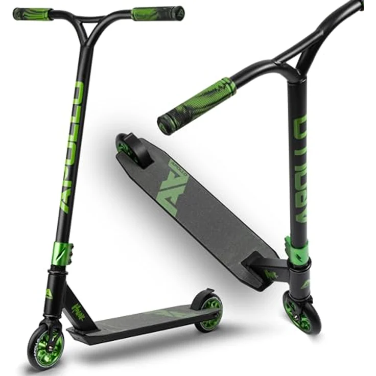 Apollo Stuntscooter Hawk - Freestyle Kickscooter für Kinder und Erwachsene, Kinderroller, Trick Roller für Jungen und Mädchen ab 6 Jahren, Stunt Scooter für Beginner und erfahrene Kids, Stunt Roller - HQ Aluminium Rahmen, 110mm PU-Scooter Rollen, ABEC 9 High Speed Kugellager, rutschfeste Trittfläche - Schwarz – Bild 1
