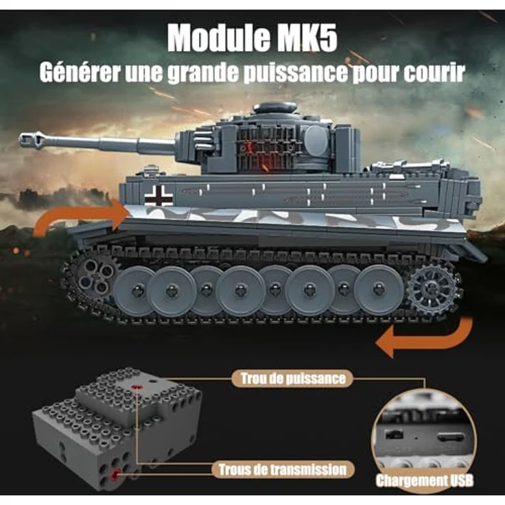 Mould King 20014 Technik Panzer Bausteine Modell, 800+ Teile mit Motor, programmierbare Fernsteuerung und beweglichem Geschützrohr, Geschenk für Erwachsene und Jugendliche ab 16 Jahren – Bild 5