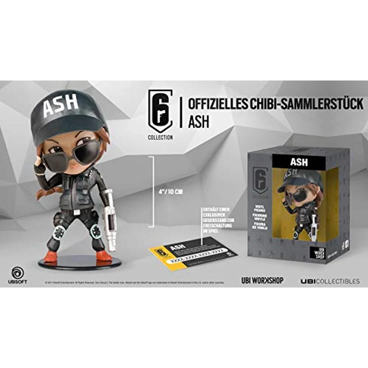 Ubisoft Six Collection - Ash Figur, detailreiche Sammelfigur aus Rainbow Six Siege, 10 cm, mit einzigartigem Code für Waffen-Talisman – Bild 2