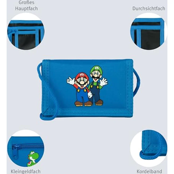 Undercover Super Mario Geldbörse, Kinder Portemonnee mit Reißverschluss, 8 x 13 cm, ideal für Jungen und Mädchen, perfektes Geschenk für Fans – Bild 5
