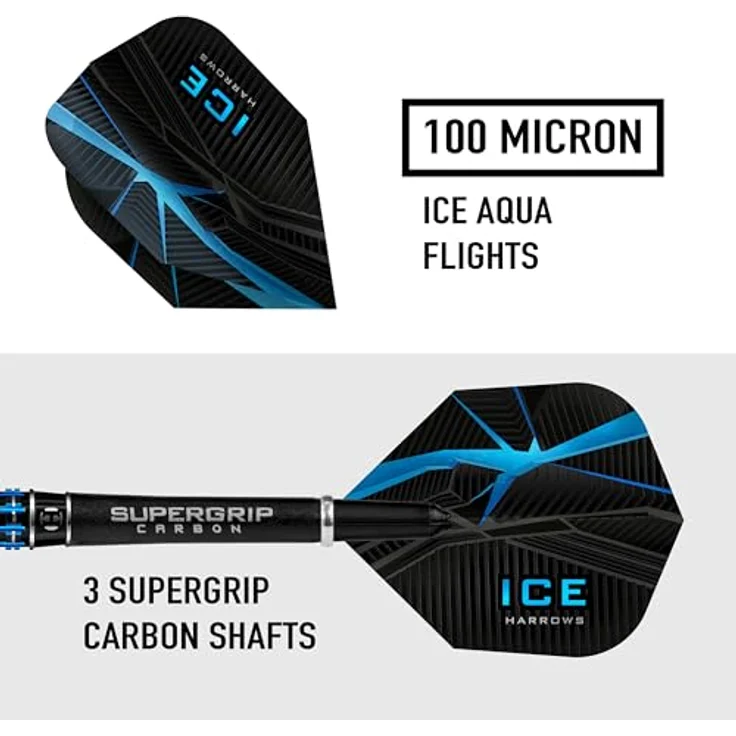 Harrows Darts Ice Recut 90% Tungsten Steeldarts, 25g mit schwarzem Titannitrid und blauer Metallbeschichtung – Bild 4