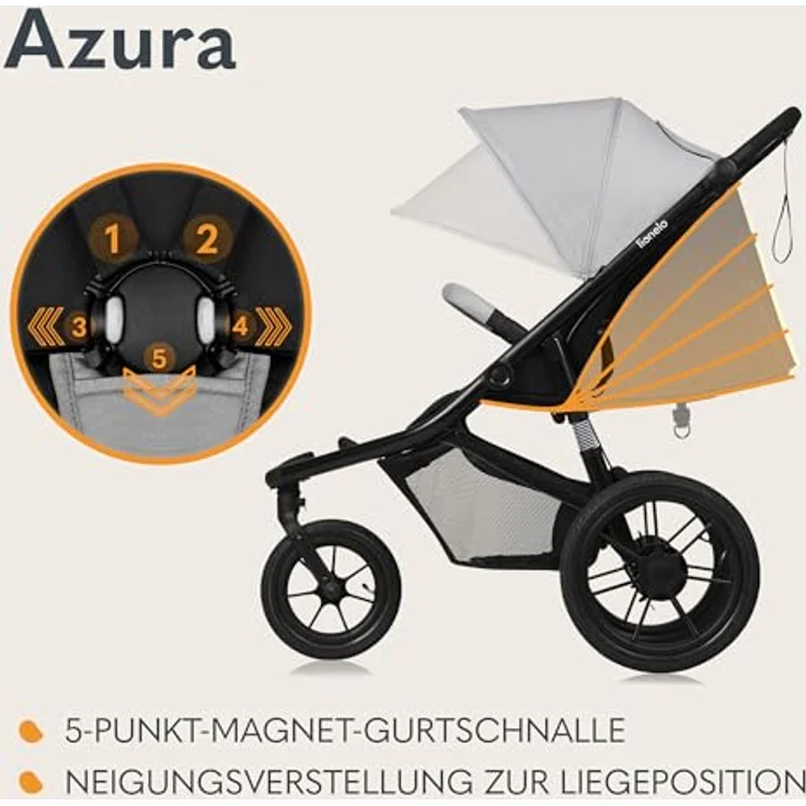 Lionelo AZURA Jogging-Kinderwagen, Dreirad-Jogging-Kinderwagen für aktive Eltern, in cheetah grey – Bild 3