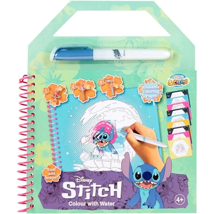Canenco Stitch - Wassermalbuch für Kinder, sicher für ab 3 Jahren, mit kreativen Malvorlagen – Bild 2