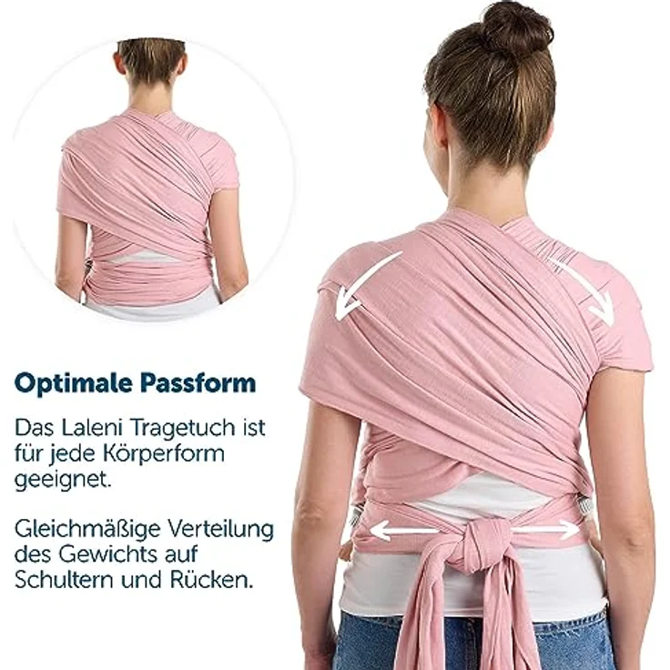 Laleni Tragetuch Baby Neugeborene aus 100% Bio-Baumwolle - Babytragetuch OEKO-TEX Zertifiziert bis 15 kg, Einfach Anzuziehen für Mütter und Väter, Waschmaschinengeeignet, Rose – Bild 5