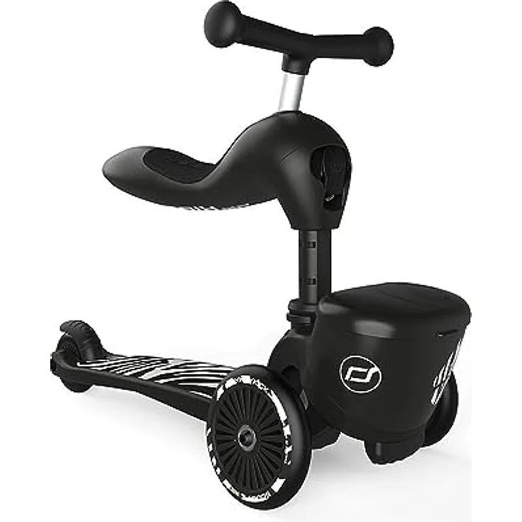 Scoot&Ride Highwaykick 1 Lifestyle, 2in1 Rutscherfahrzeug und Scooter mit Transportbox, Farbe: zebra – Bild 4