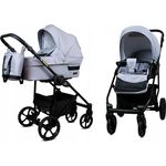 Babylux Kinderwagen Set 2 in 1 - Trailux - Silver - inkl. Babywanne, Buggy Sportsitz - mit Wickeltasche, Regenschutz, Moskitonetz, Cupholder usw.