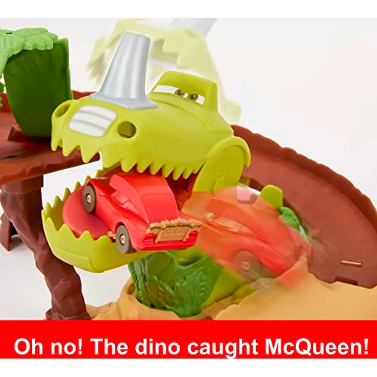 Mattel Disney+ Dino Park Playset, Fahrzeugspielset mit Cave Lightning McQueen und Abschussrampe – Bild 6