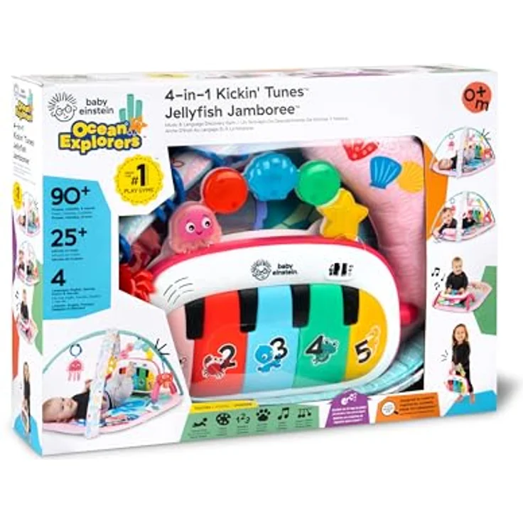 Baby Einstein 4-in-1 Kickin’ Tunes Jellyfish Jamboree, Musik- und Sprachentdecker-Spielzeug in Pink mit 90+ Melodien und 4 Spielmodi – Bild 15