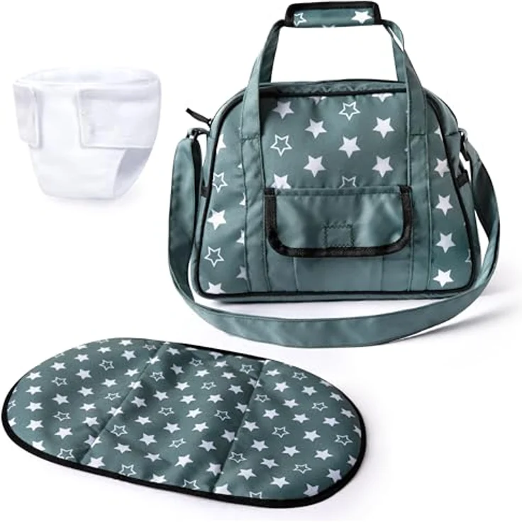 Bayer Design 69058AA Wickeltasche für Puppen, mit Winkelunterlage und Stoffwindel, Nordisches Grün – Bild 1