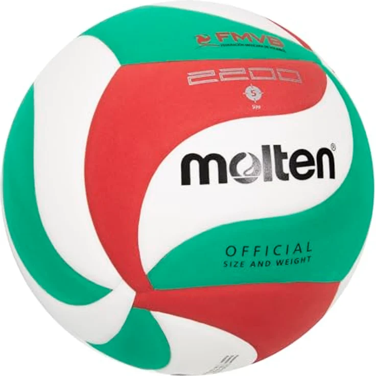 Molten V5M2200 Trainingsball, weiß/grün/rot, extrem belastbar, Synthetik-Leder – Bild 2