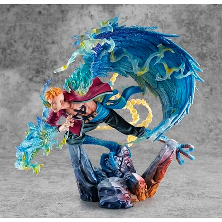 Megahouse One Piece P.O.P MAS Maximum PVC Statue Marco the Phoenix, 32 cm, detailreiche Figur für Sammler, präsentiert in Fensterbox – Bild 2