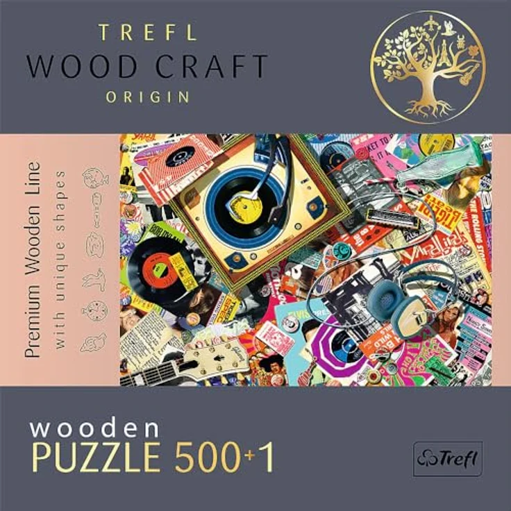 Trefl - Holz Puzzle: In der Welt der Musik - 500+1 Teile, Wood Craft, Unregelmäßige Formen, 50 Figuren, Modernes Premium Puzzlespiel, DIY, für Erwachsene und Kinder ab 12 Jahren – Bild 5