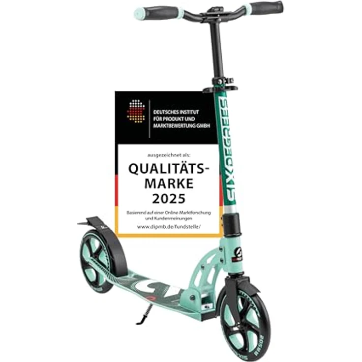 SIX DEGREES Aluminium Scooter 205 mm, Klappmechanismus, höhenverstellbar, Testsieger GS-geprüft, max. Benutzergewicht 100 kg – Bild 1