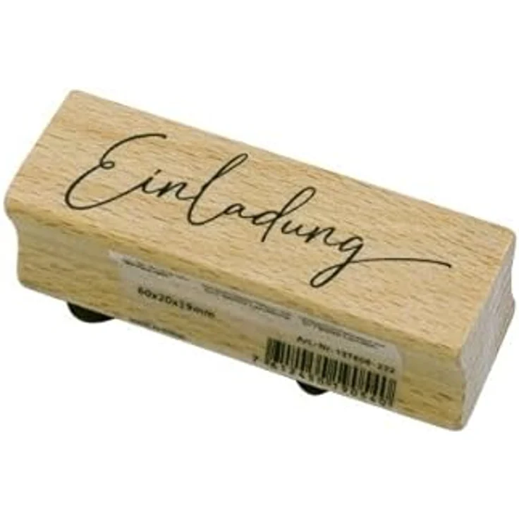 Artoz Stempel – Holzstempel – „Einladung“ – 20 x 60 mm – Motivstempel zum Kartenbasteln für Einladungen zu Hochzeit, Geburtstag, Kommunion, Taufe – Bild 1