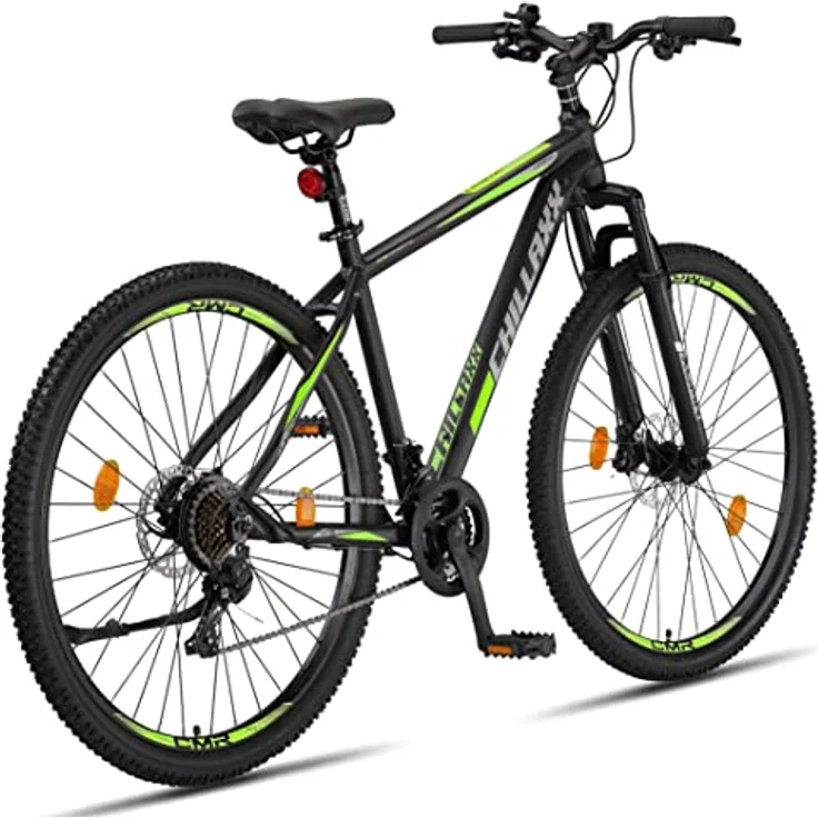 Chillaxx Bike Legend Aluminium 24, 26, 27,5 und 29 Zoll Shimano Mountainbike MTB Fahrrad für Jungen Mädchen Herren und Damen 21 Gang Schaltung Herrenrad Damenrad (27,5 Zoll, Schwarz-Lime Disc-Bremse) – Bild 3