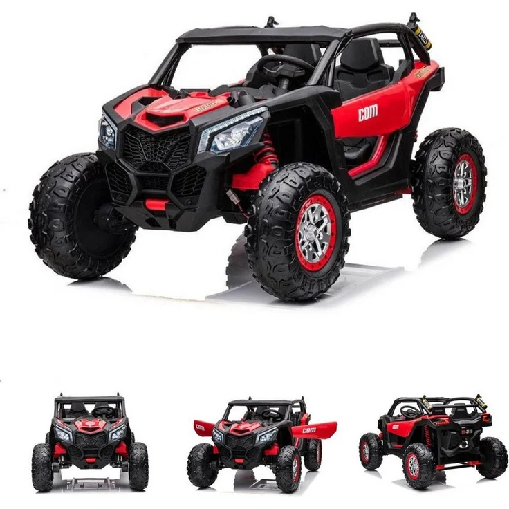 ES-Toys Elektro-Kinderquad Kinder Elektrofahrzeug Com 18, Zweisitzer, EVA-Reifen, Bluetooth, Allrad, in Blau – Bild 1