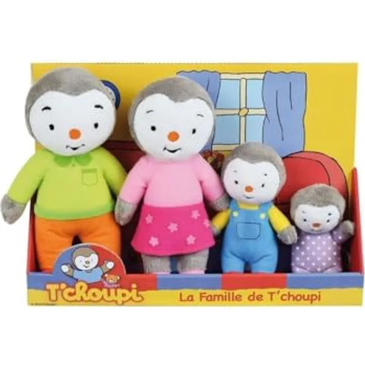 Jemini Plüschtier Familienset T'choupi, 4-teilig, 19 cm, für Kinder ab 0 Jahren