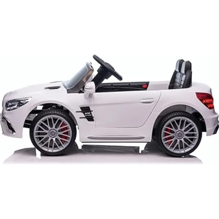 schnaeppchenmeile-online Kinder Elektroauto Mercedes Benz SL63 AMG weiss Zwei Motoren, LED, Fernbedienung, USB eingang, MP3, 12V 7Ah Akku, 3 Geschwindigkeiten – Bild 4