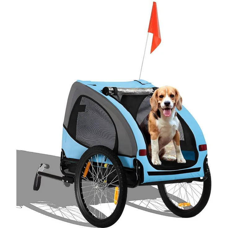 zoomundo Hundeanhänger Fahrradanhänger für Hunde - Buddy in Türkis mit Regenschutz und Universalkupplung