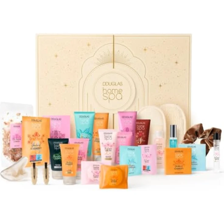 Douglas Home Spa Pflege Adventskalender 2025, 24-tlg. Geschenkset mit Shower Scrub, Eau de Toilette, Handcreme und Gesichtsmasken – Bild 2