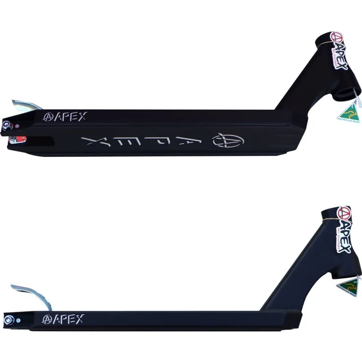 Apex Stuntscooter Apex Pro Stunt-Scooter Deck Mini 550 (46cm) schwarz, Aluminium 6082, wärmebehandelt, Rails für Grinds, glatte Seiten, extra viel Platz