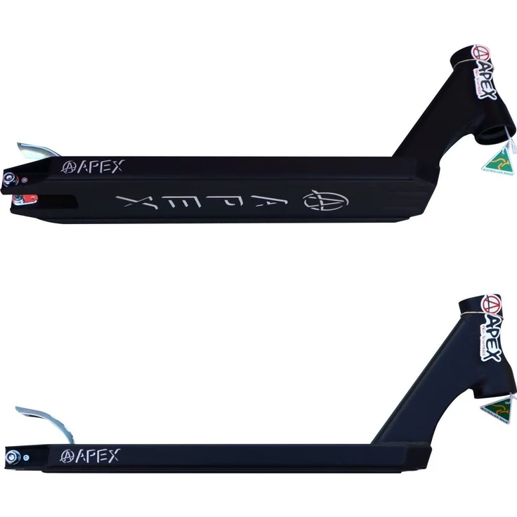Apex Stuntscooter Apex Pro Stunt-Scooter Deck Mini 550 (46cm) schwarz, Aluminium 6082, wärmebehandelt, Rails für Grinds, glatte Seiten, extra viel Platz