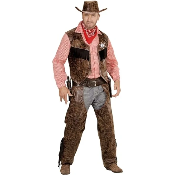 W WIDMANN MILANO Party Fashion - Cowboy Kostüm, Wilder Westen, Größe L, mit Shirt, Weste, Chaps und Hut – Bild 1