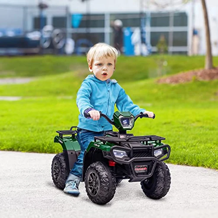 HOMCOM Elektro-Kinderquad für Kinder ab 3 Jahren, Belastbarkeit 25 kg, Schwarz+Grün, LED-Scheinwerfer, MP3-Anschluss, 2 Geschwindigkeitseinstellungen – Bild 2