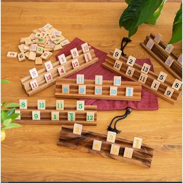 Rummy Okey für 2 bis 6 Spieler - 162 Spielsteine + 6 Halterungen im Stoffbeutel – Bild 5