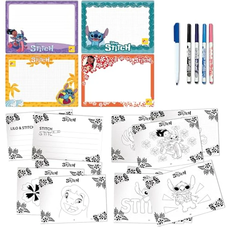 Lisciani Disney Stitch Zeichenschule, Kreativset mit 4 parfümierten Filzstiften und 4 wiederverwendbaren Schreib- und Löschtafeln, für Kinder ab 5 Jahren – Bild 3