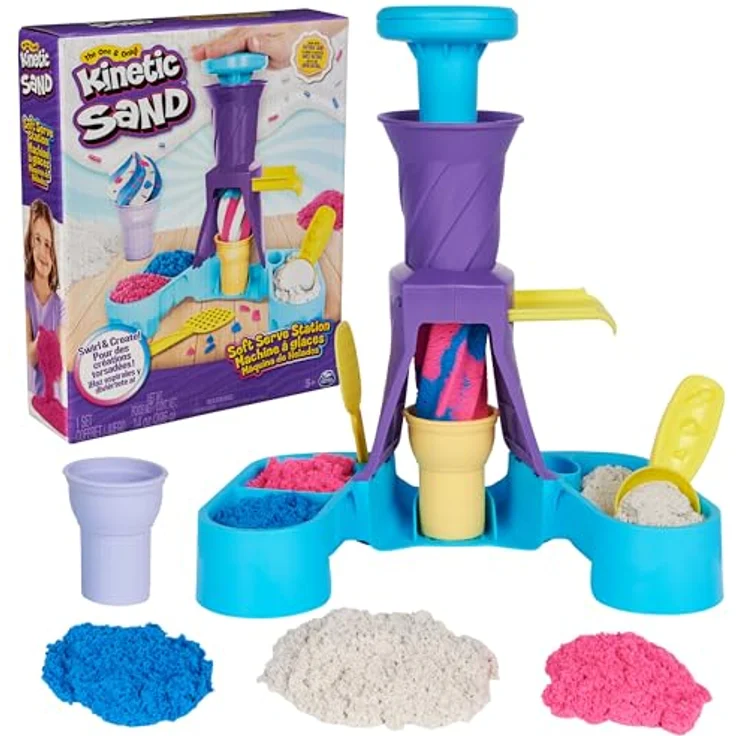 Spin Master Kinetic Sand Soft Serve Ice Cream Station, Bastelset mit 397g farbigem Kinetic Sand für kreative Eiskreationen – Bild 2