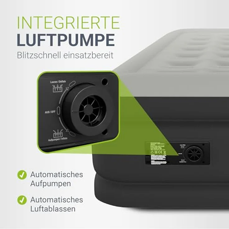 Juskys Luftmatratze Sapri, Einzel-Luftbett, selbstaufblasend, wasserdicht, inkl. Pumpe, Tasche, Grau, Anthrazit – Bild 4